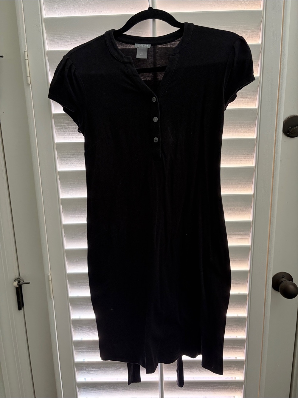 Ann Taylor Factory Size XSP Black Short-Sleeve Henley Mini Dress